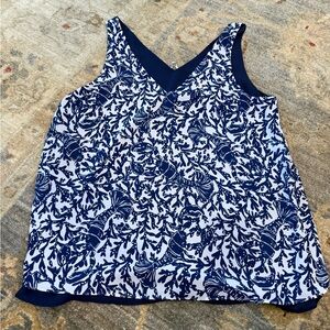 Lilly Pulitzer Navy and White Nautical Florin Silk Tank Top